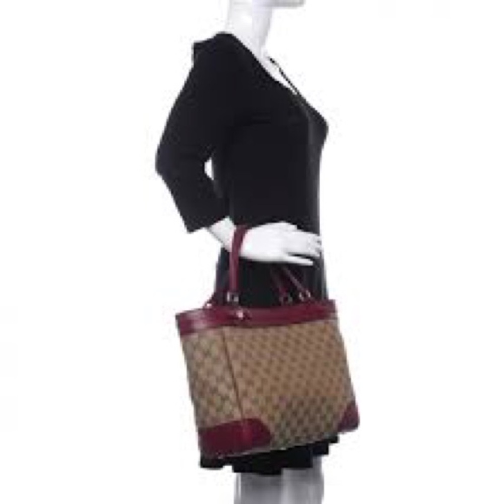 Authentic Gucci Brown and Burgundy Tote Bag w GG Monogram - receipt included